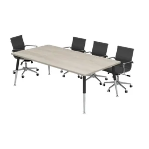 Modern tasarımlı, metal detaylı açık meşe Boomerang toplantı masası