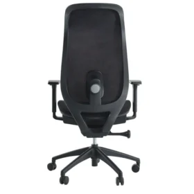 Aero yönetici koltuğunun arka görünüşü; file sırt, merkezî bel destek ayarı ve beş kollu sağlam baz.