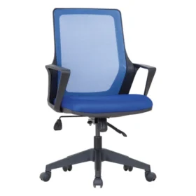 Ela Çalışma Koltuğu PLN-125; mavi file sırtlı, geniş oturumlu, modern ofis koltuğu.