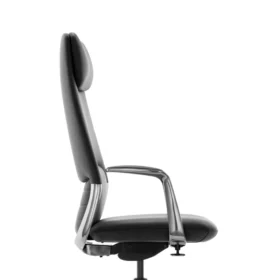 Legro siyah yönetici koltuğu – ergonomik yastıklı sırt, metal kol dayama, deri oturum ve dengeleyici mekanizma.