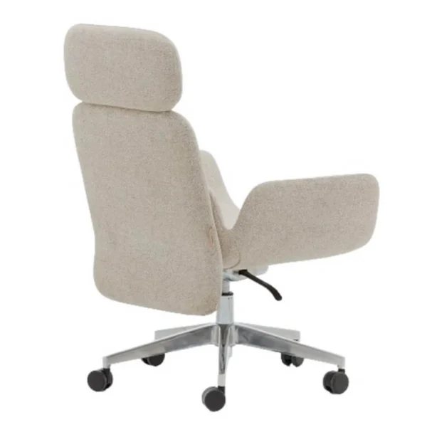 Tux 1112 krem; kalın yastıklı sırt ve oturum, entegre kolçak, parlak metal tabanlı ergonomik yönetici koltuğu