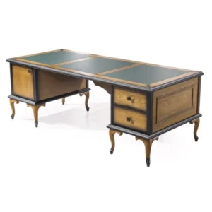 Aktor Makam Masası - Yeşil Deri Sümenli ve Çekmeceli Klasik Ofis Masası