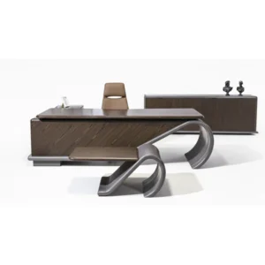 Amor Yönetici Masa Takımı - Kavisli Ayaklı Modern Ofis Masası, Etejer ve Sehpa Seti