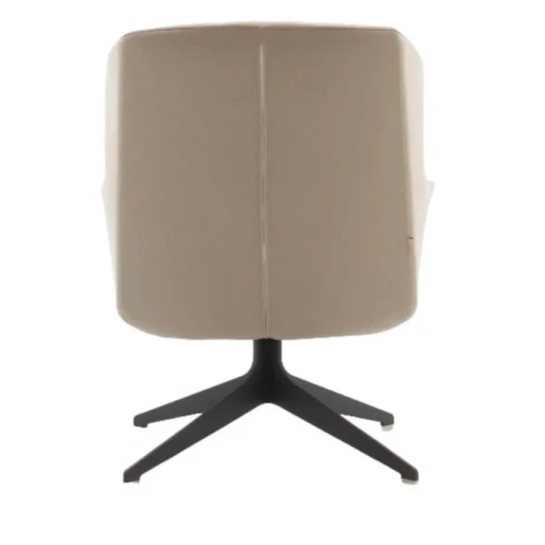 Kendo PLN-408 yüksek sırtlı tekli koltuk, turkuaz kumaş ve ahşap görünümlü ayaklarla sıcak, davetkâr lounge stili