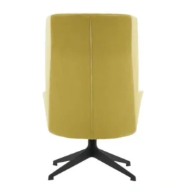 Kendo bekleme koltuğu PLN-408, yüksek sırtlı modern tasarım; sarı döşeme ve dört kollu siyah ayakla konforlu oturum