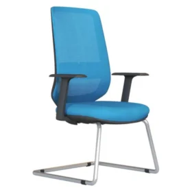 MONA misafir koltuğu, canlı mavi oturum ve file sırt kombinasyonu – açık renk u ayaklı.