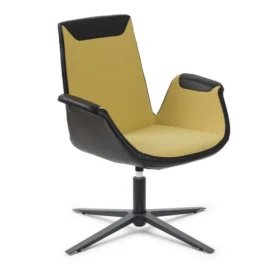 Now misafir koltuğu; V kesitli sırt ve zarif kavisli kollarla üç çeyrek açı.