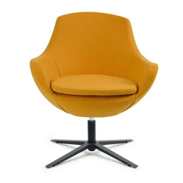 Orbix bekleme koltuğu; hardal sarı kumaş, döner yıldız ayak, modern