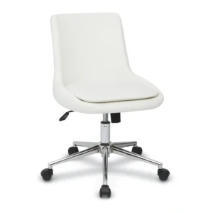 Beyaz döner toplantı koltuğu, yüksek konforlu oturum, ofis ve toplantı odası için modern tasarım.
