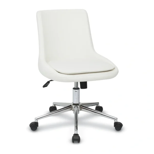 Beyaz döner toplantı koltuğu, yüksek konforlu oturum, ofis ve toplantı odası için modern tasarım.
