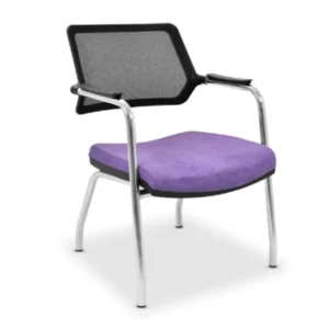 Sande bekleme koltuğu; mor oturum, file sırt, krom ayak