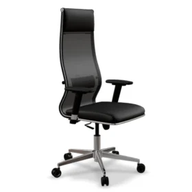 Sit10 krom ayaklı ergonomik makam koltuğu siyah fileli